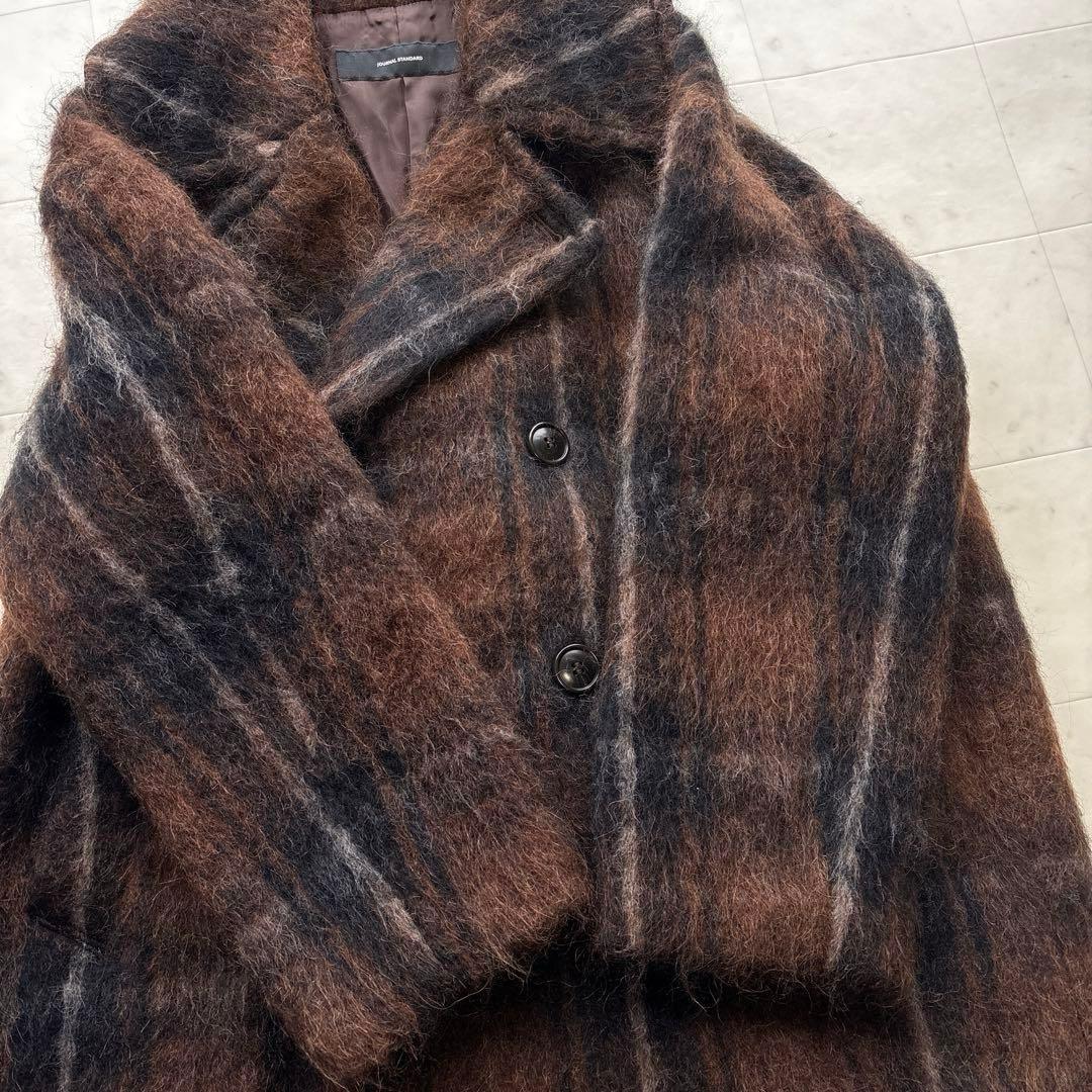 ジャーナルスタンダード 美品 シャギーチェックWブレストコート 茶 チェック