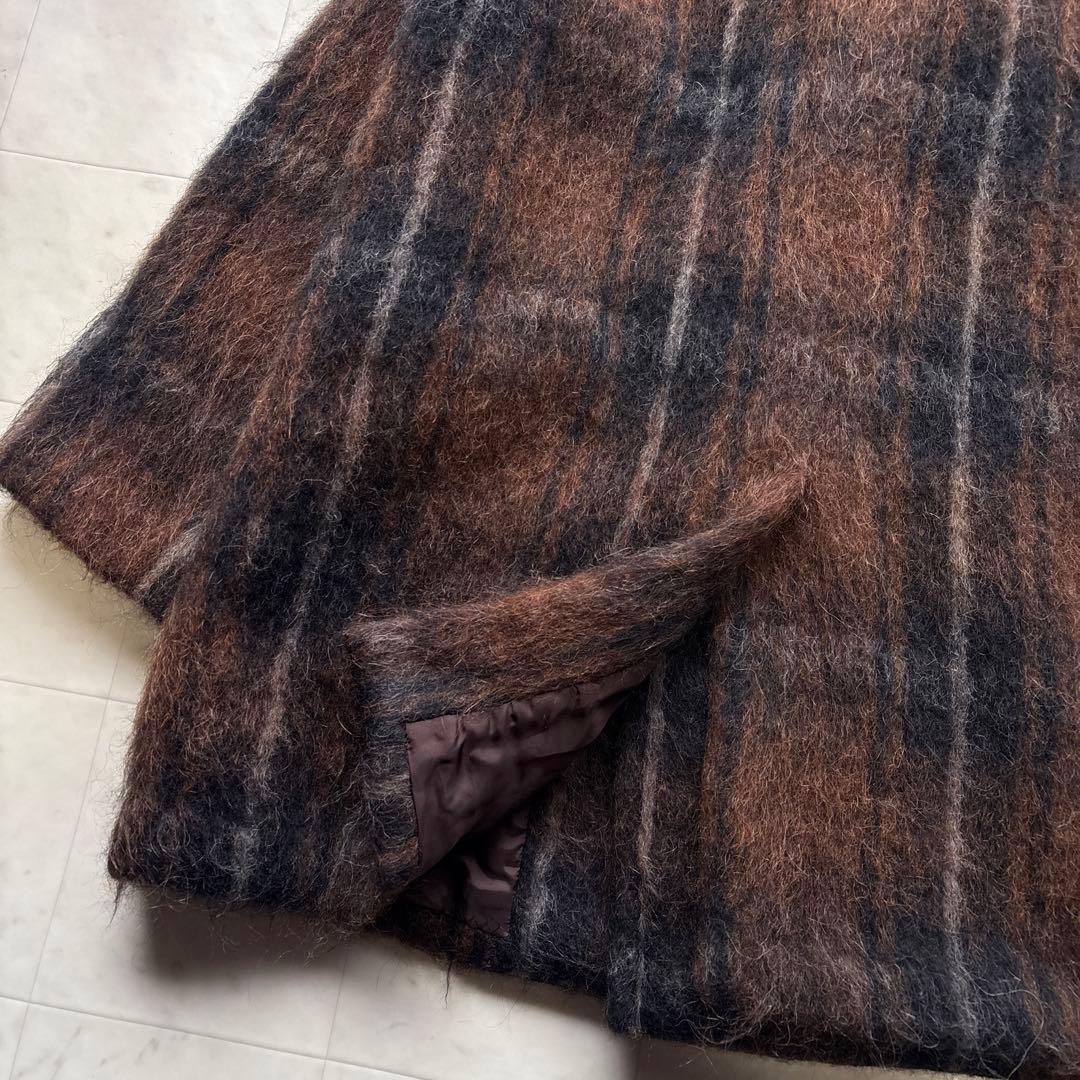 ジャーナルスタンダード 美品 シャギーチェックWブレストコート 茶 チェック