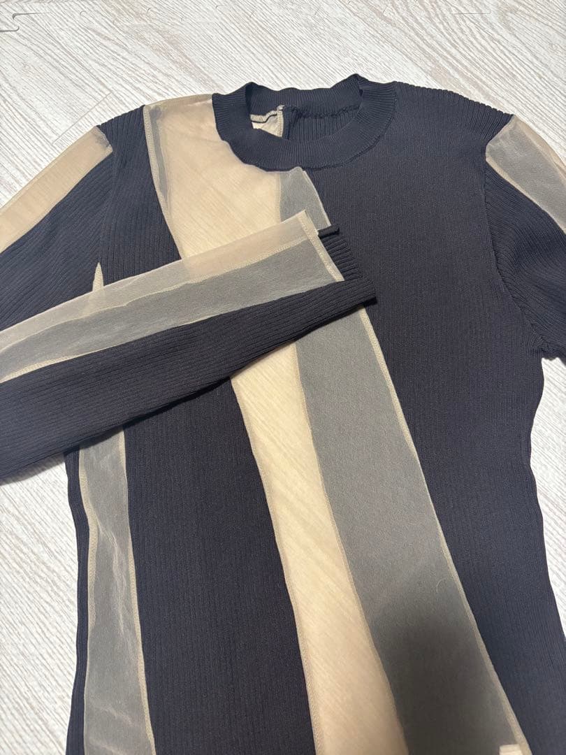 トップス PRANK PROJECT Sheer Docking Rib Knit