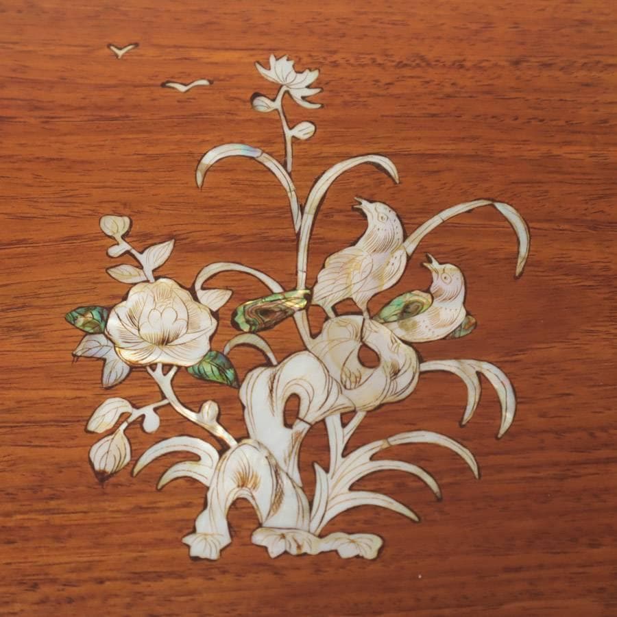 高級銘木 唐木 花梨無垢 螺鈿細工 サイドチェスト 8杯 小箪笥 H60cm