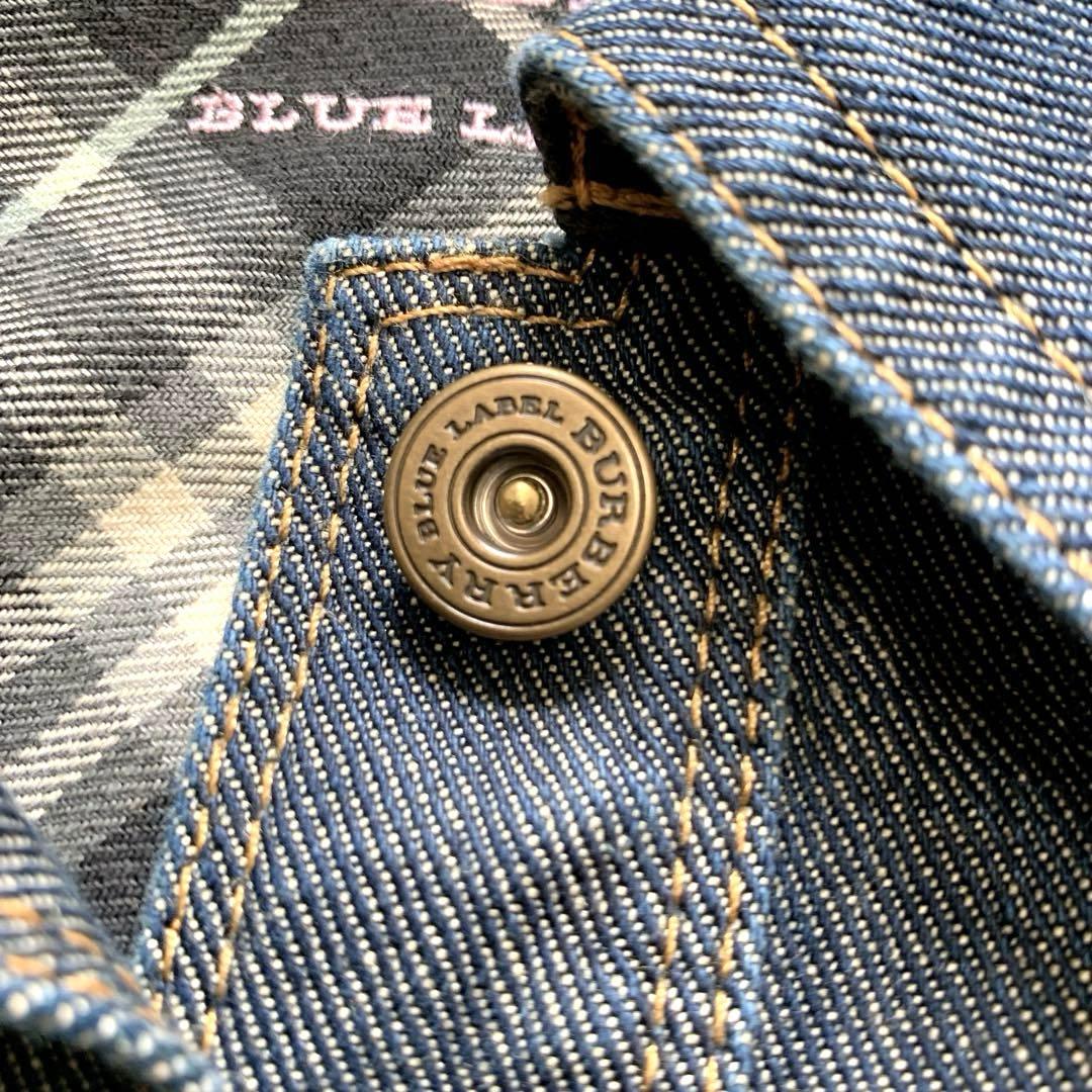 美品　バーバリーブルーレーベル　デニムジャケット　Ｍ　ノバチェック　ホースロゴ