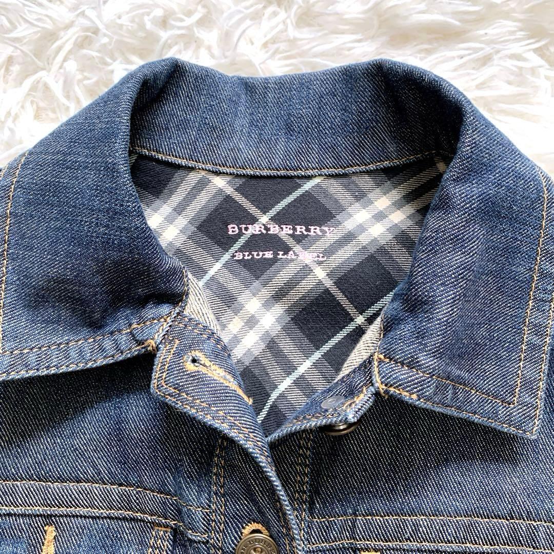 美品　バーバリーブルーレーベル　デニムジャケット　Ｍ　ノバチェック　ホースロゴ