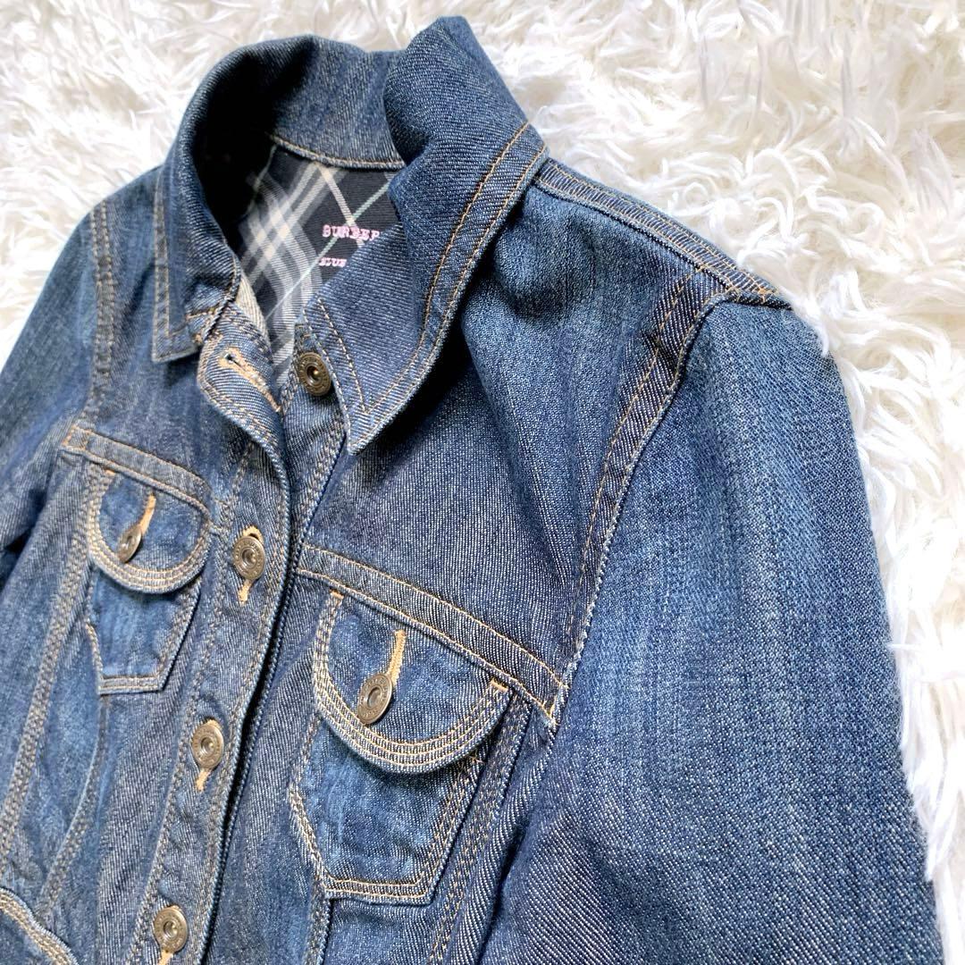 美品　バーバリーブルーレーベル　デニムジャケット　Ｍ　ノバチェック　ホースロゴ