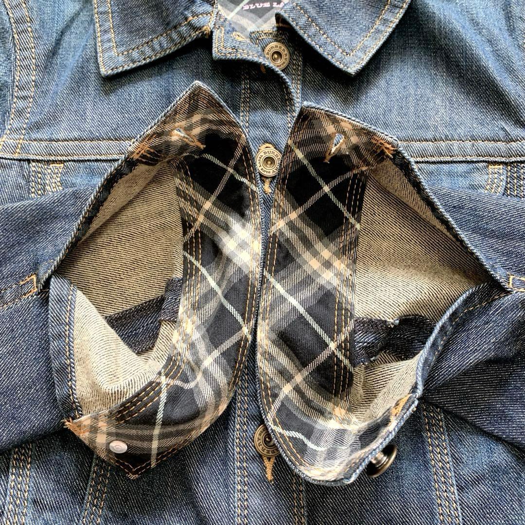 美品　バーバリーブルーレーベル　デニムジャケット　Ｍ　ノバチェック　ホースロゴ