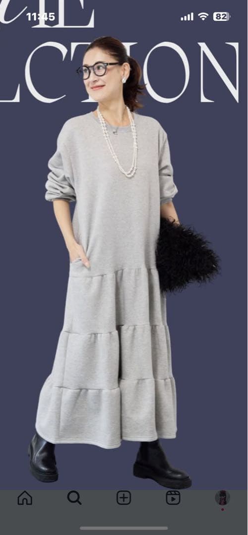 PLUS OTOHA プラスオトハ　ティアードワンピース　グレー