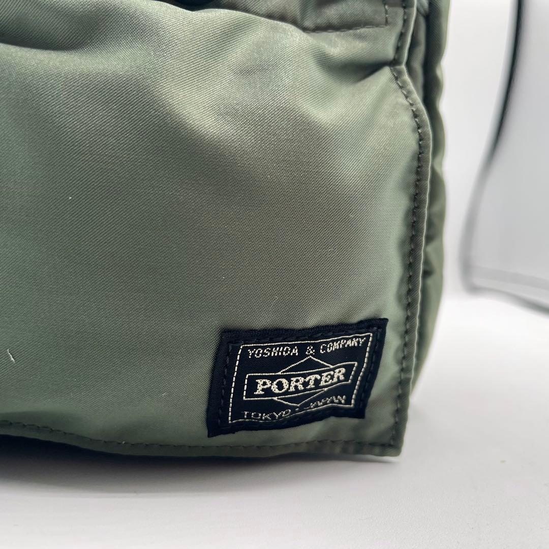 未使用◎2層/PORTER セージグリーン ショルダーバッグ タンカー 緑