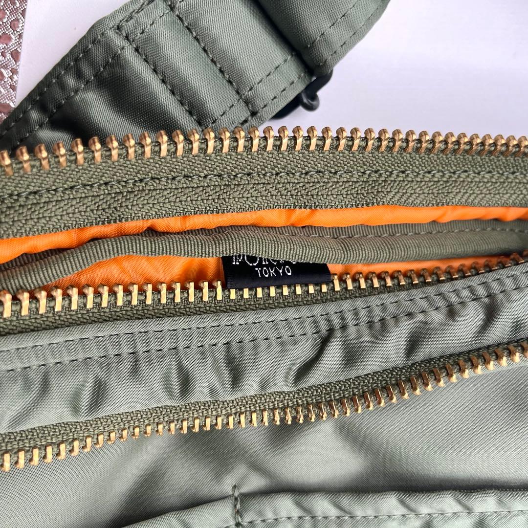 未使用◎2層/PORTER セージグリーン ショルダーバッグ タンカー 緑