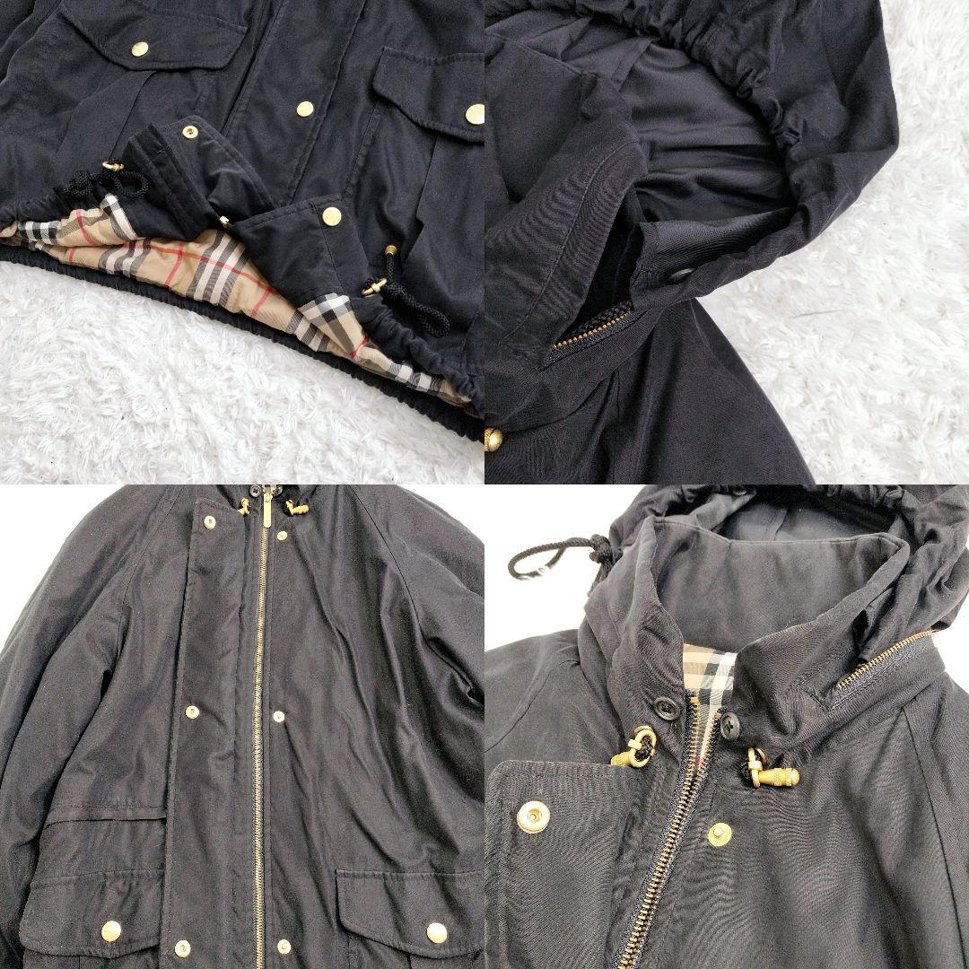 バーバリー　モッズコート　ノバチェック　ドロスト　　黒　ブラック