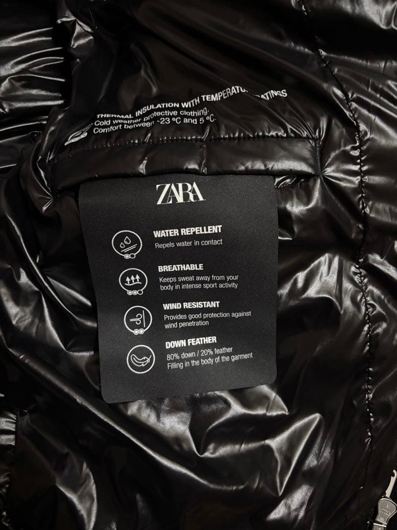 ZARA ブラック ダウンジャケット フード付き