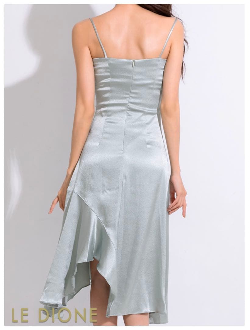 【LE DIONE】サテンアシンメトリースカートドレス