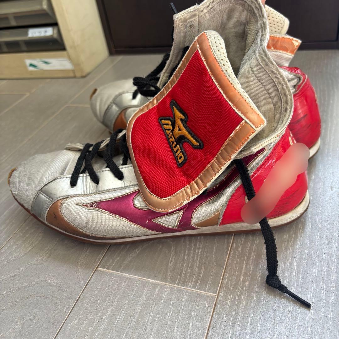 Mizuno ボクシングシューズ シルバー/レッド