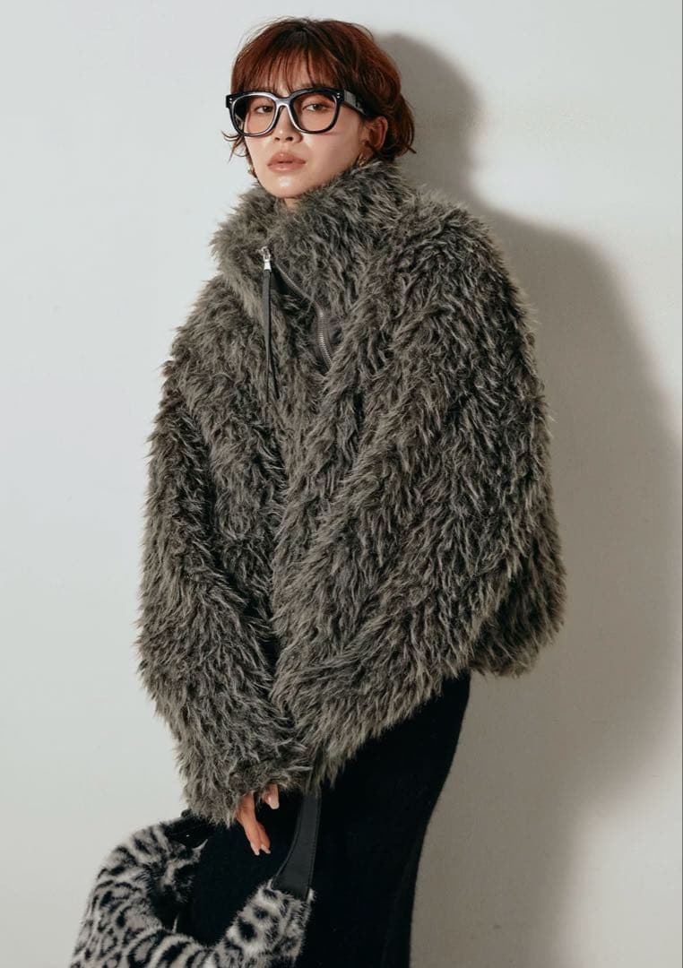 ESICA ミックスシープファースタンドブルゾン　グレー