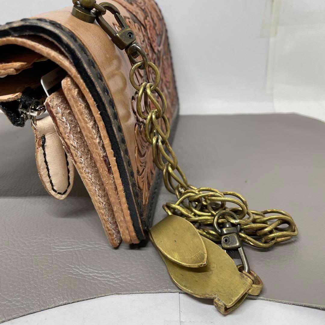 ロングウォレット　手縫い　ウォレットチェーン　ちょっとビンテージ