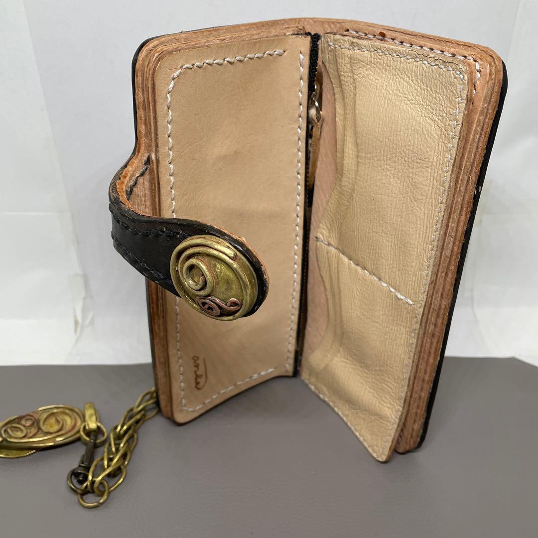 ロングウォレット　手縫い　ウォレットチェーン　ちょっとビンテージ
