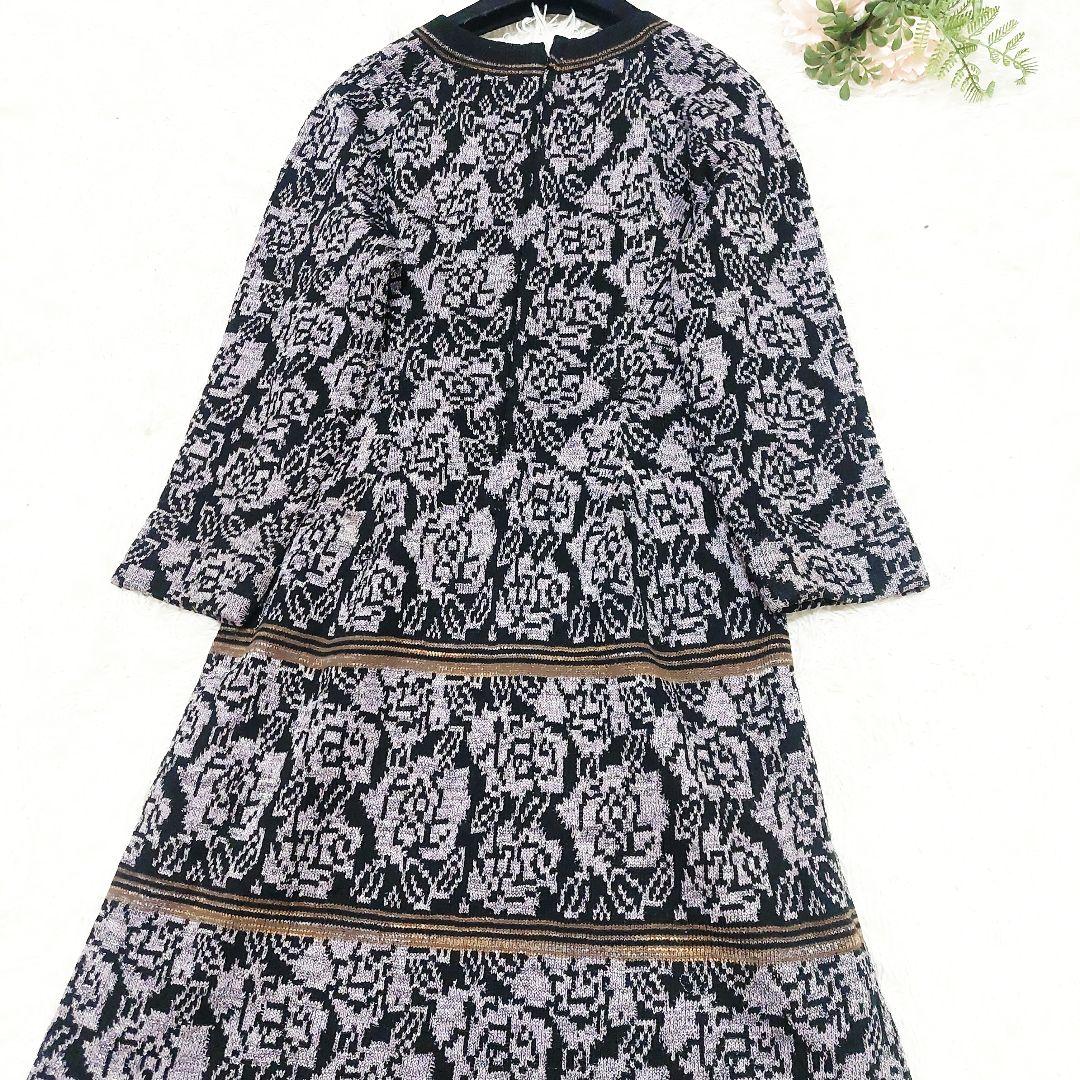 斎藤都世子 サイトウトヨコ 花柄 薔薇 総柄 ラメ ニット ワンピース