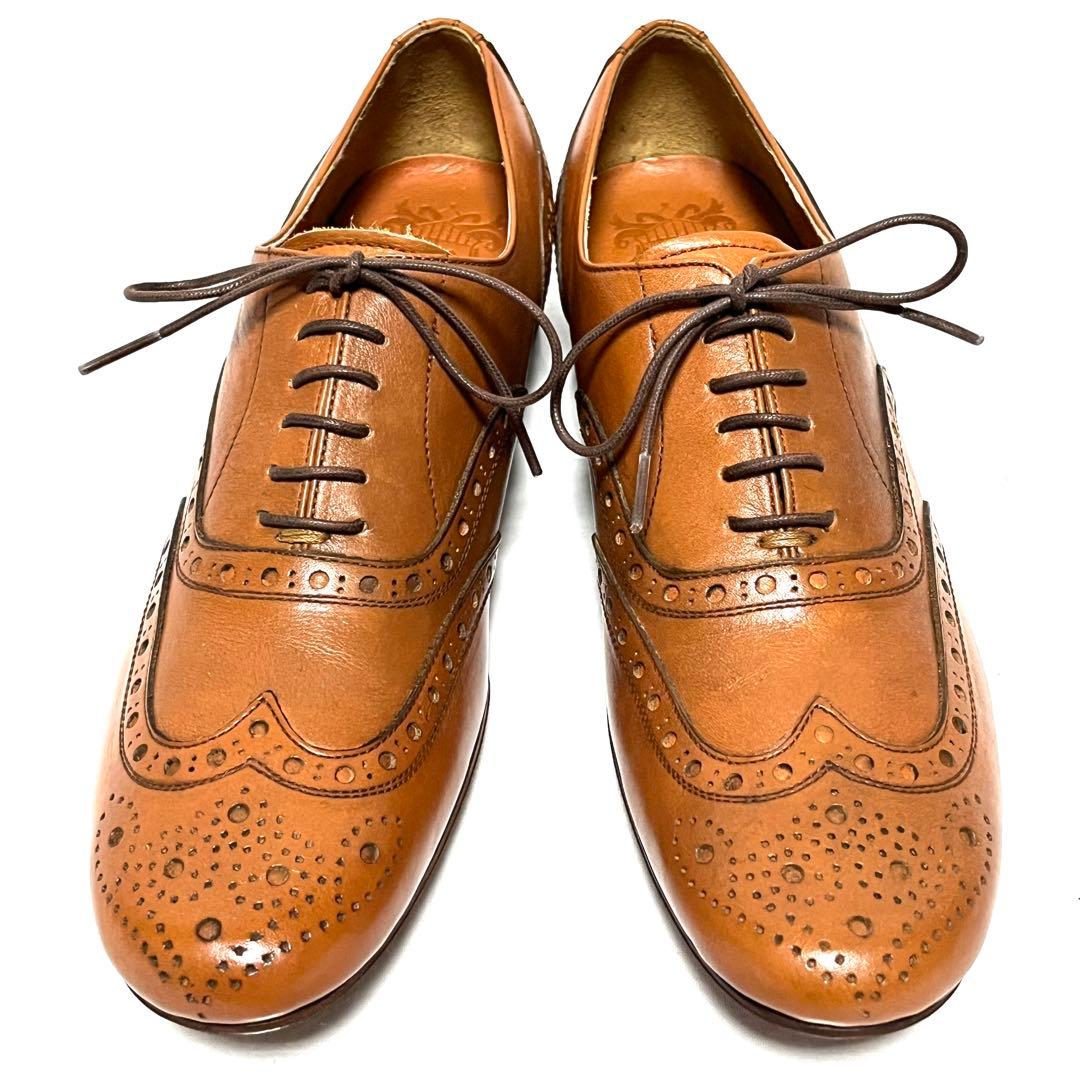 ★新品未使用★ショセ★ウィングチップ★おじ靴★22.5cm★茶　ブラウン★