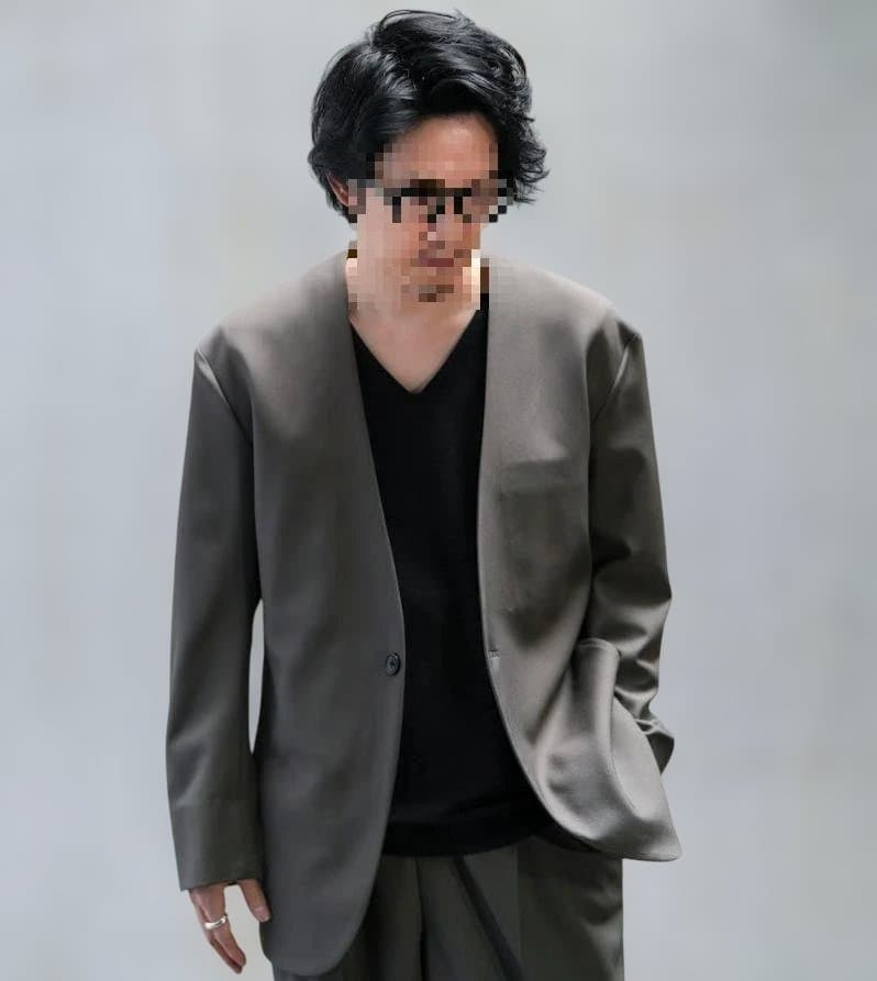 MBスタンダード ノーカラージャケット ダークカーキS