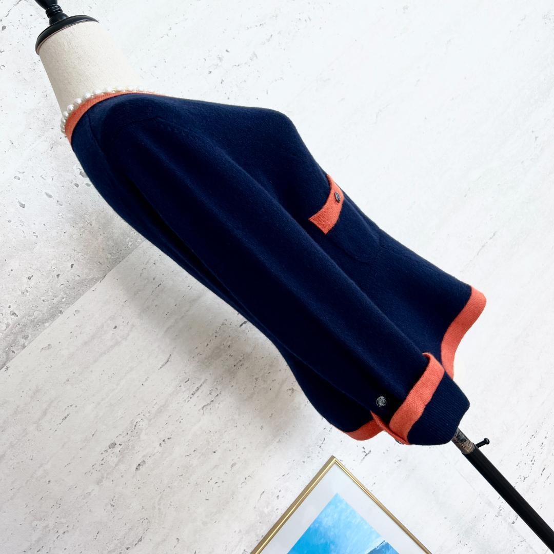 美品★CHANEL★極上カシミヤ100★トリミング★ノーカラージャケット