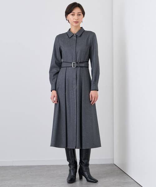 新品タグ付 定価59400円 アナイ ウールフラノタック シャツワンピース 38