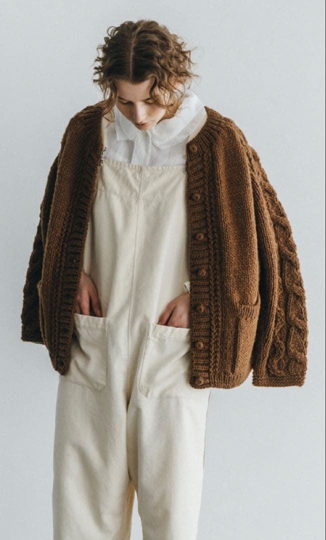 nest Robe ペルーケーブルスリーブニットカーディガン