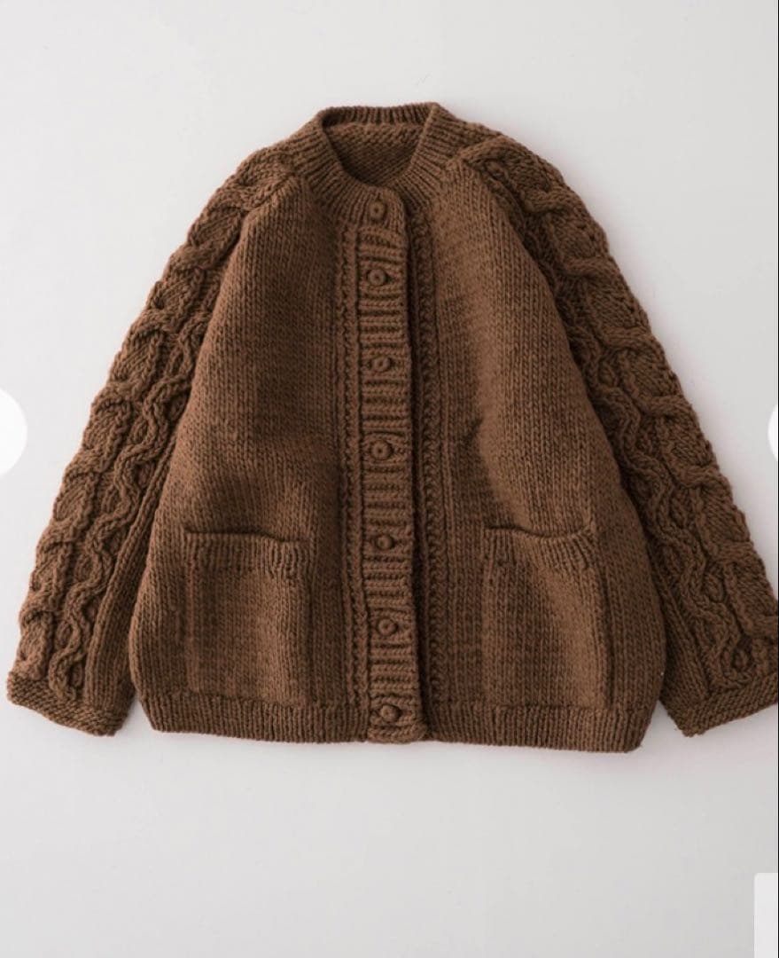 nest Robe ペルーケーブルスリーブニットカーディガン