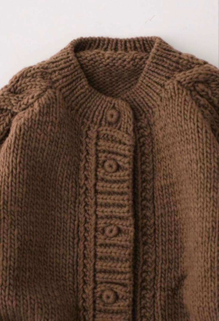 nest Robe ペルーケーブルスリーブニットカーディガン