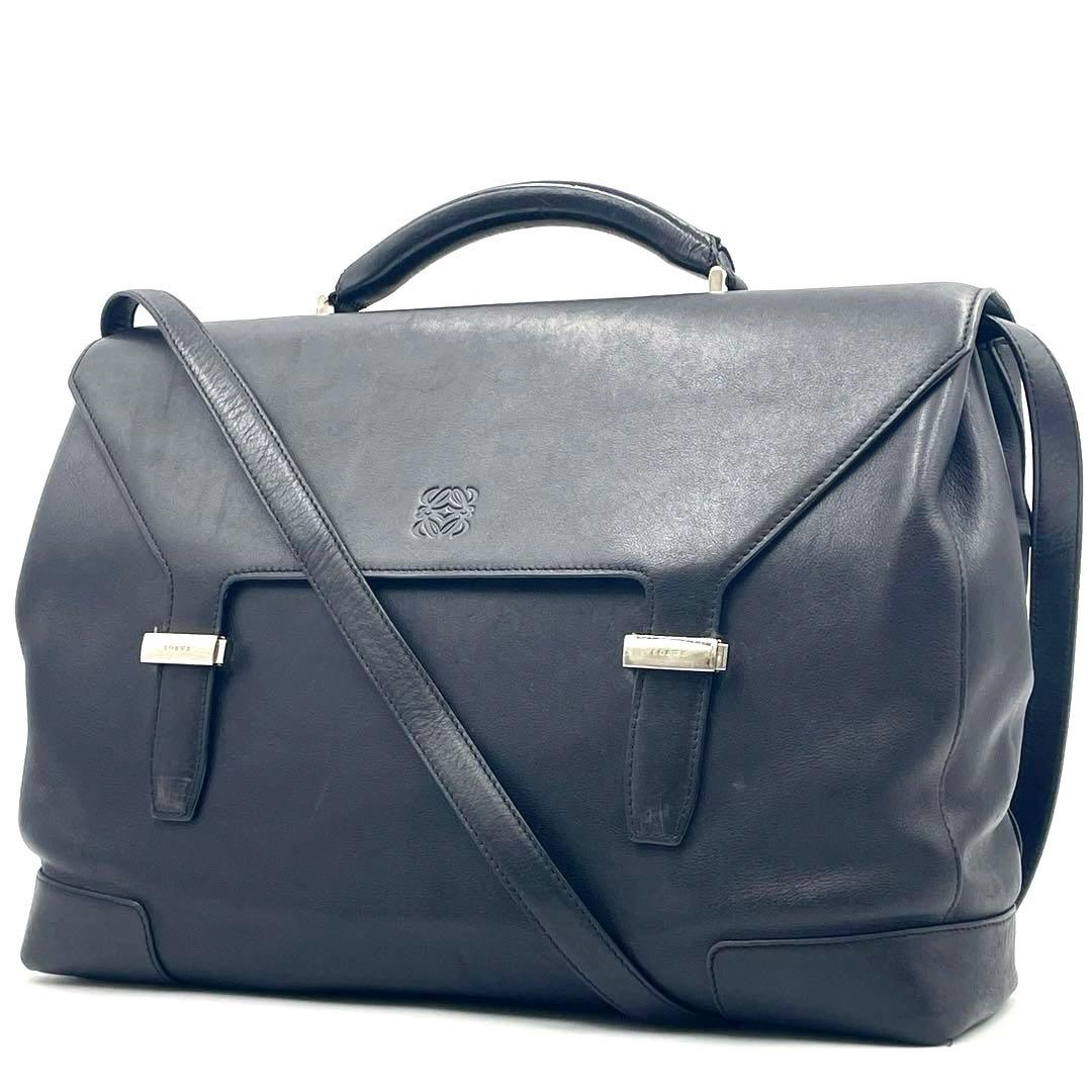 【美品】LOEWEロエベ ビジネスバッグ 2way メンズ レザー アナグラム