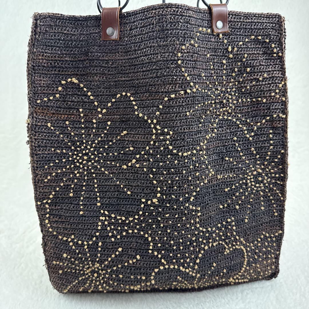 JAMIN PUECH カゴバッグ　トートバッグ　本革 スクエア　花柄