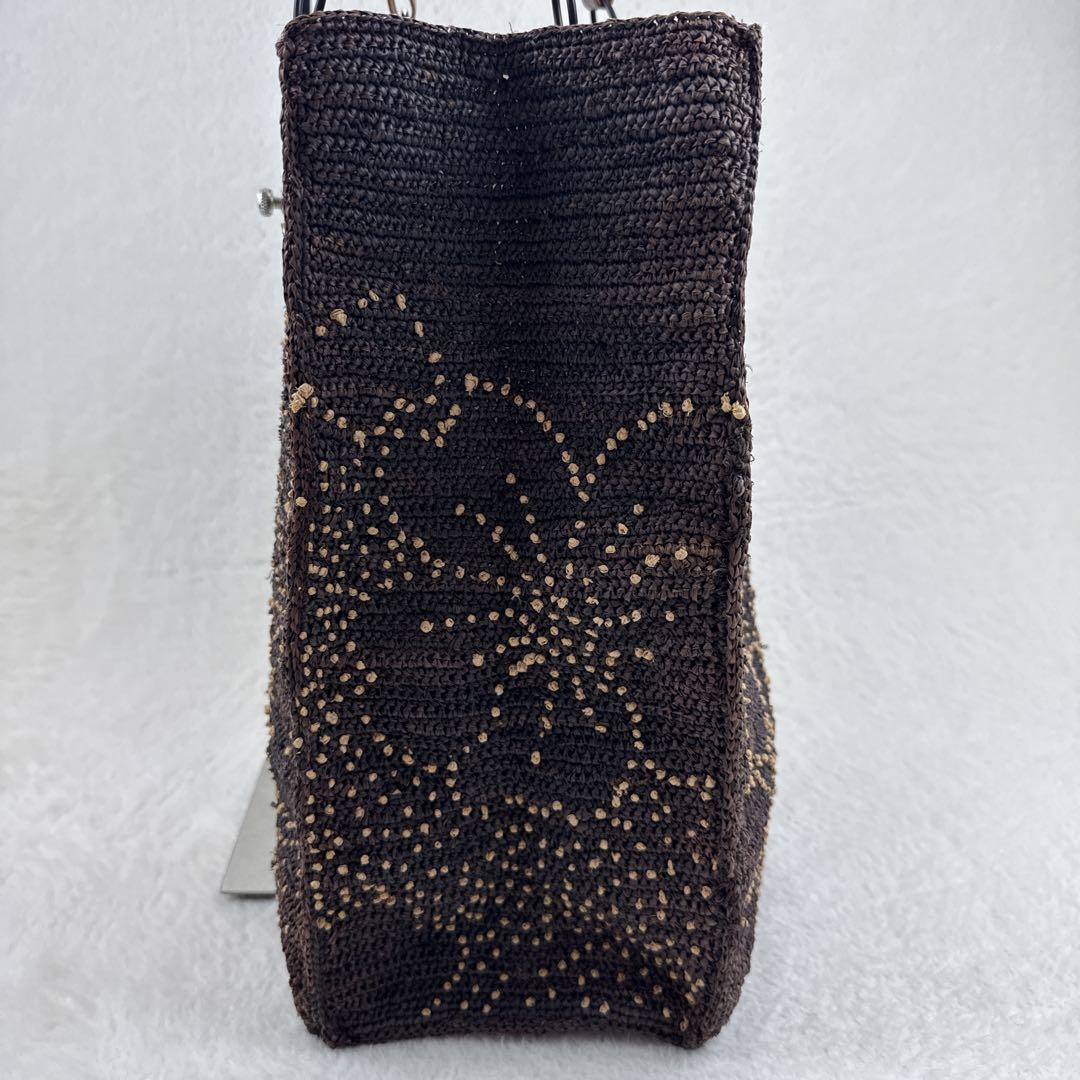 JAMIN PUECH カゴバッグ　トートバッグ　本革 スクエア　花柄