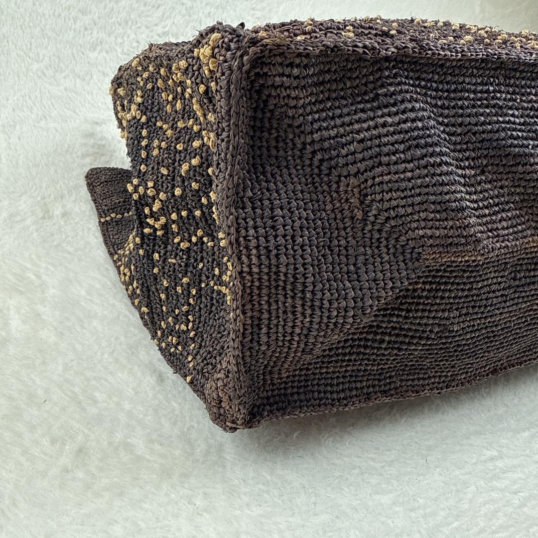 JAMIN PUECH カゴバッグ　トートバッグ　本革 スクエア　花柄