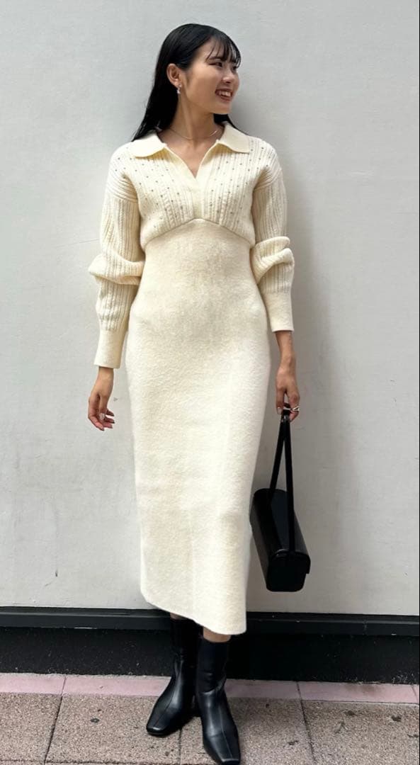 めぐさま専用★LAGUNAMOON ケーブルビジューIラインニットワンピース