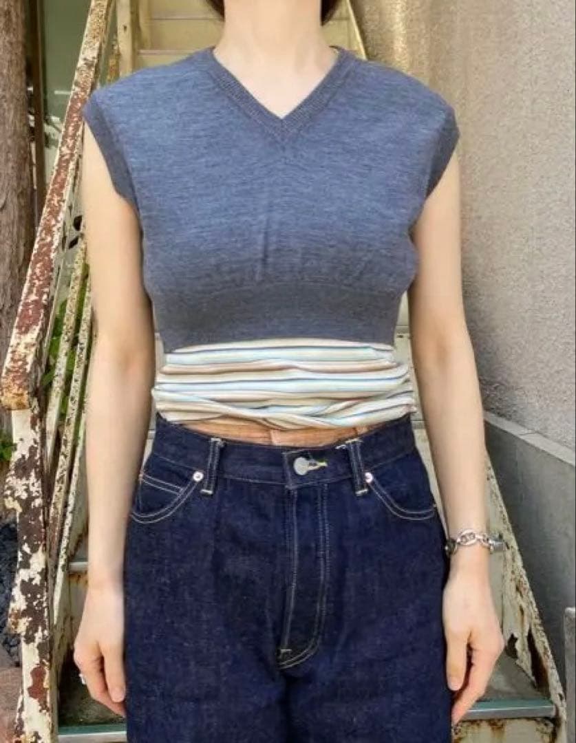 FUMIKA UCHIDA チャコールグレー ニットベスト 36