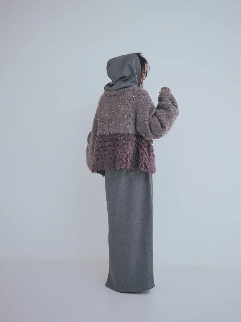 トップス andequal fringe design gritter knit