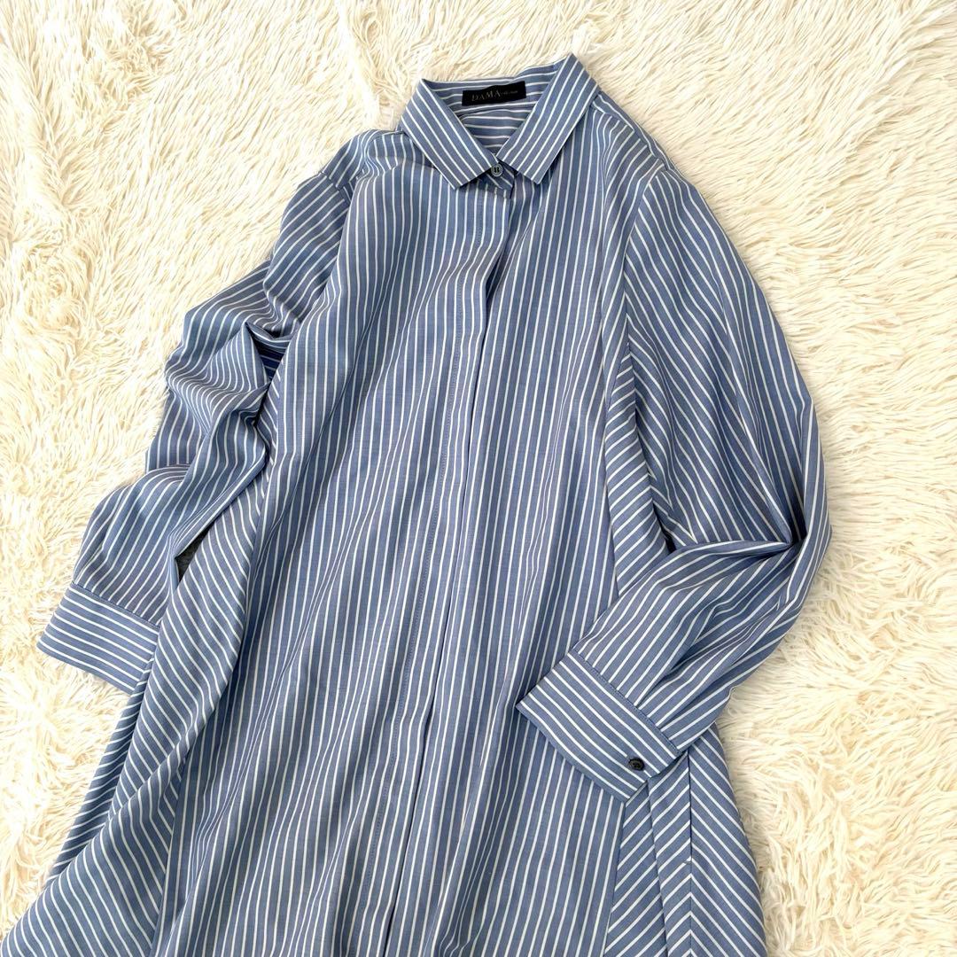DAMA ダーマコレクション　シャツワンピース　洗える　ストライプ　ゆったり