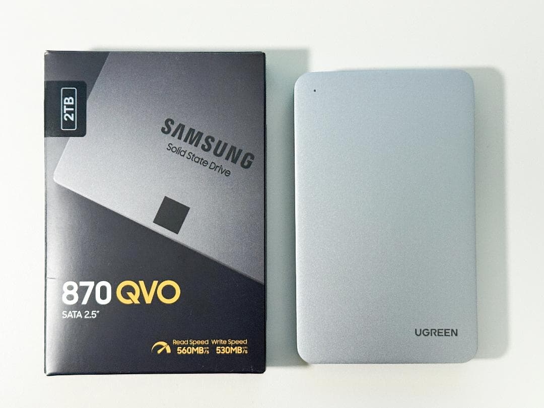 Samsung 870 QVO 2TB SSD + ケース美品/性能診断済み!!