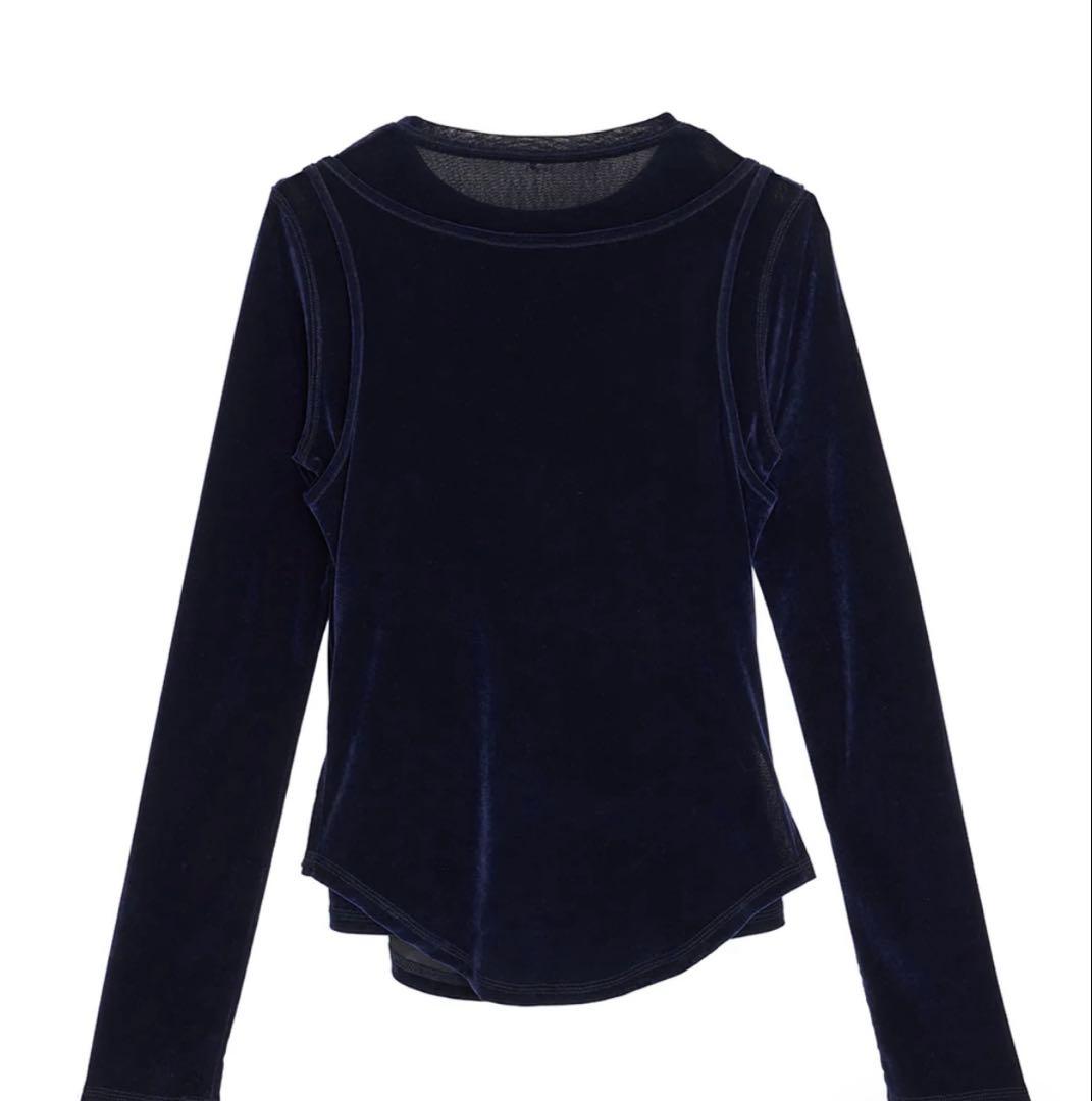 トップス CROSS LAYERED FLOCKY TULLE TOP