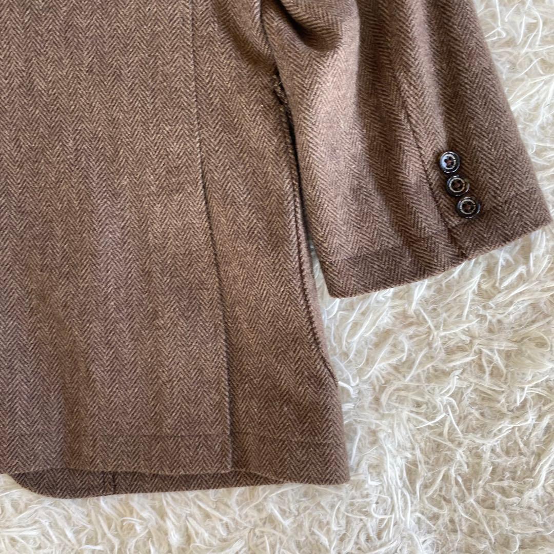 未使用級✨タスマニア製メリノウール　ケント　テーラード　ヘリンボーン　土色　XL