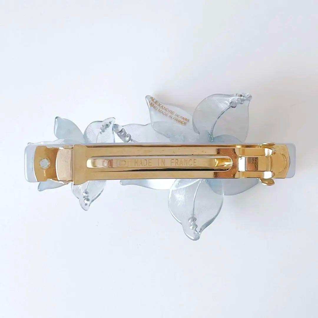 【状態良好】アレクサンドルドゥパリ バレッタ お花モチーフ 水色