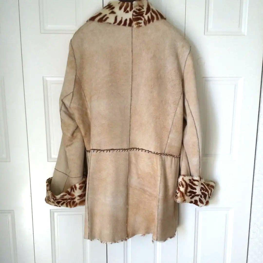 最終セール★ideu フランス製ラム毛皮コート★ゼブラ柄 L