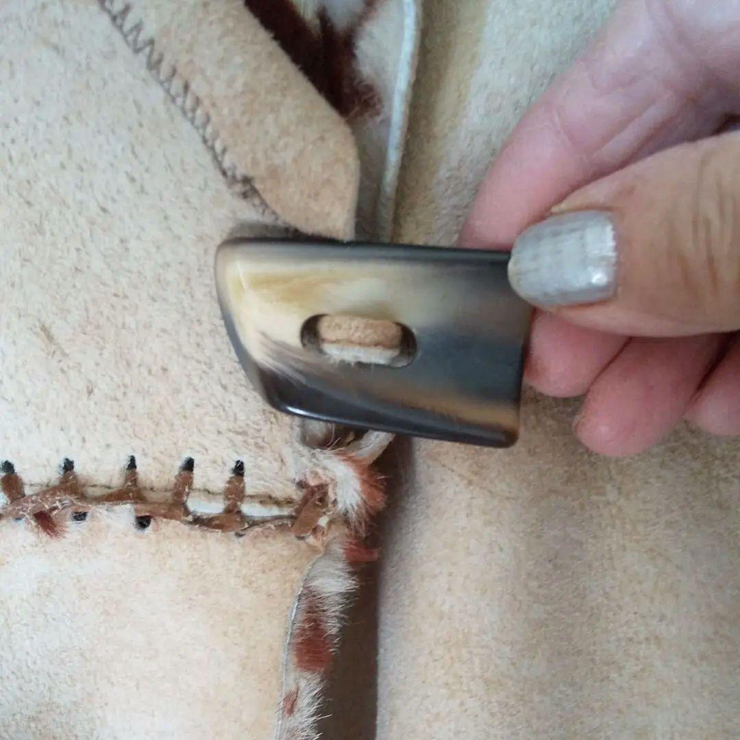 最終セール★ideu フランス製ラム毛皮コート★ゼブラ柄 L