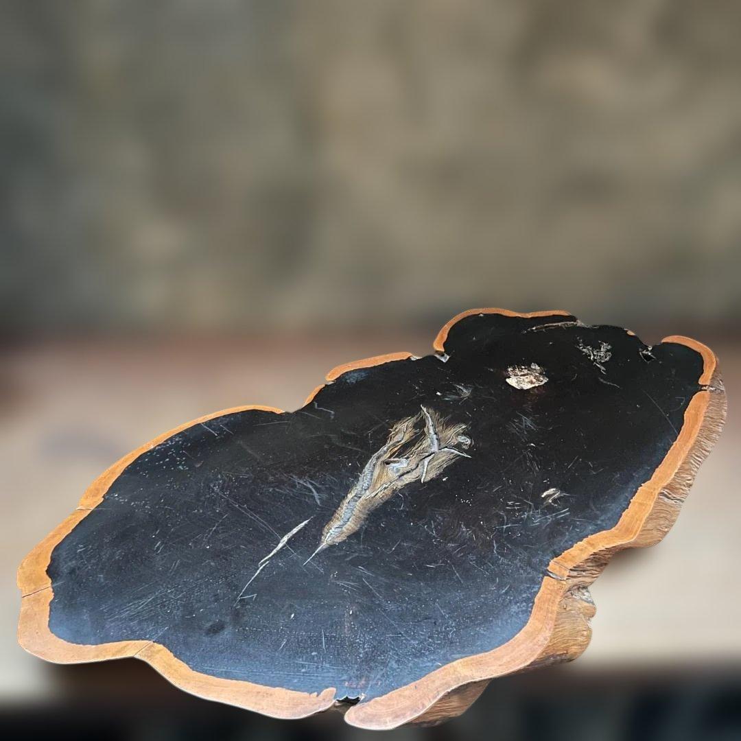 希少 大型 本黒檀 花瓶台 盆栽 花台 飾り台 一枚板 切り株 輪切 華道