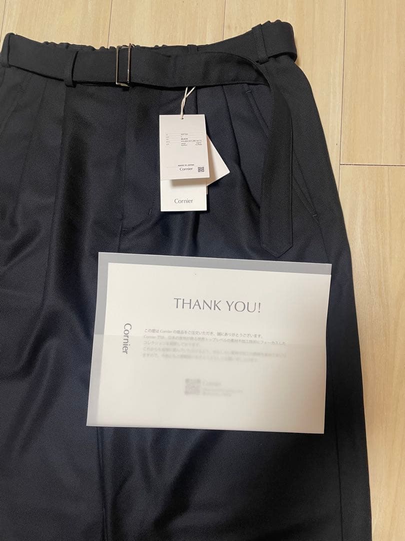 Super140's WOOL MAT BELTED PANTS サイズL