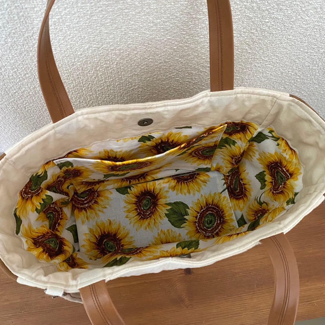 ハワイアンキルト◆トートバッグ◆ひまわり◆ハンドメイド◆チャーム付き