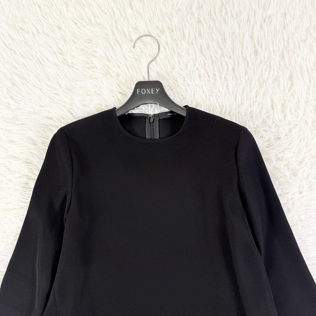 2024年製✨ ヨーコチャン ロングスリーブヘムギャザーブラウス Sサイズ 黒