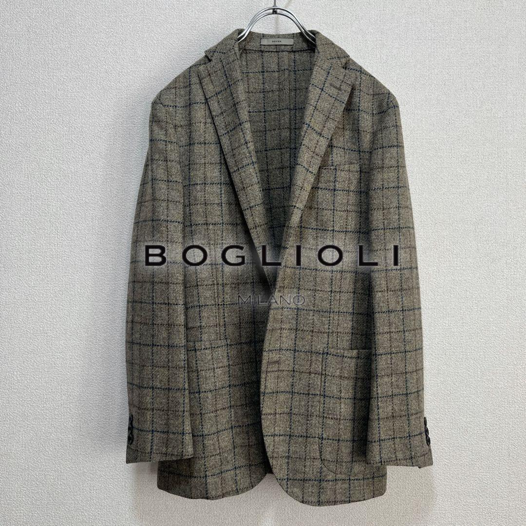 【未使用】現行 BOGLIOLI ウール チェック テーラードジャケット 46