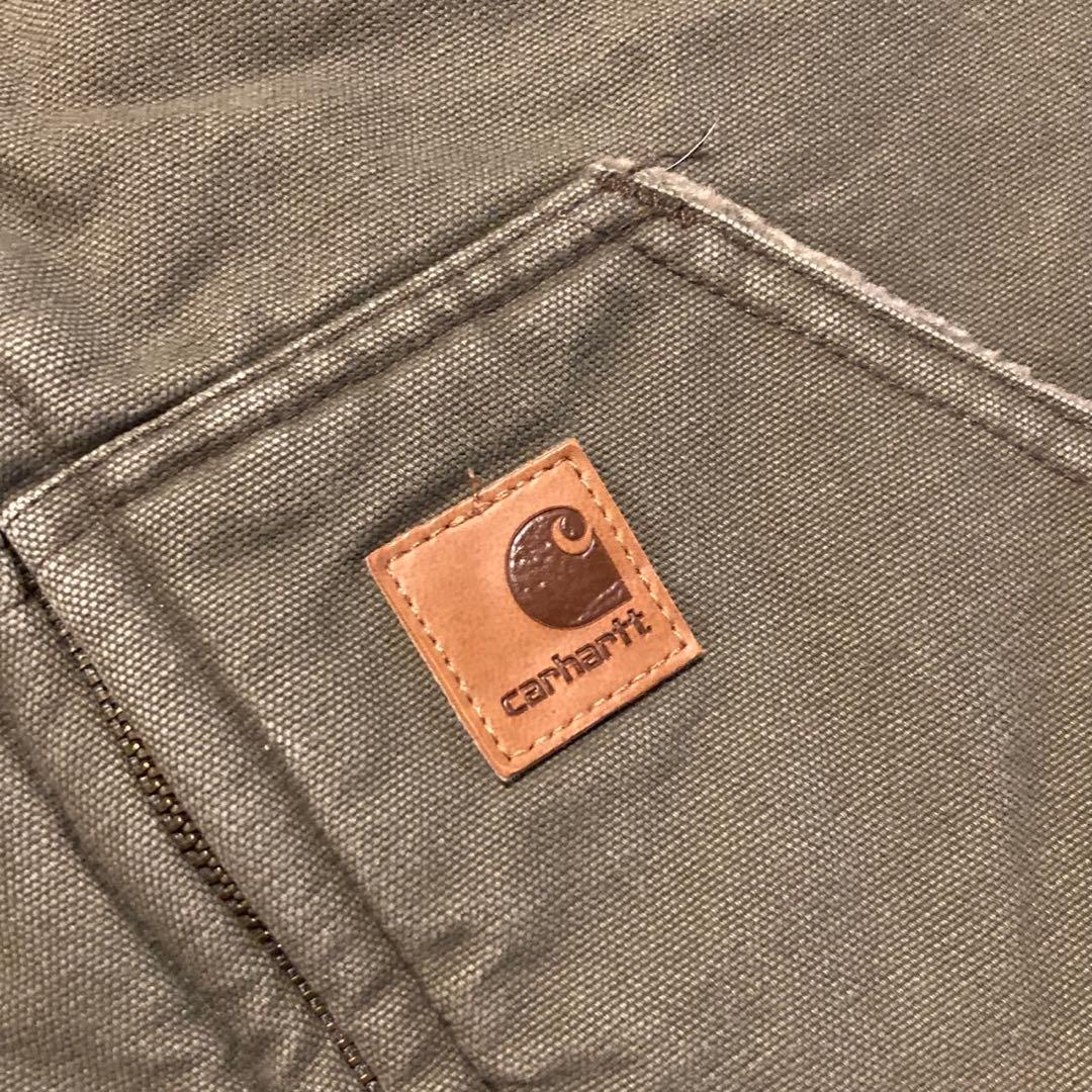 【カーハート】ダック地ベスト　裏ボア　モスグリーン　S 人気カラー　f