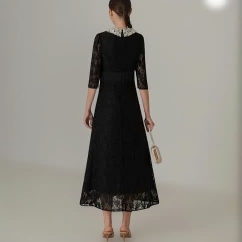 美品　レジャ　レース付きブラック パーティー ドレス　M　LEJA