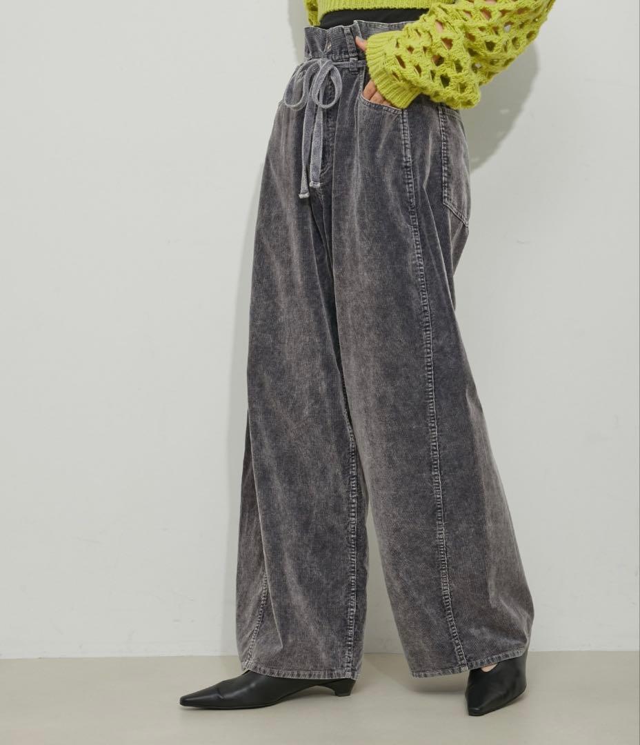 アダムエロペ　ガーメントダイコーデュロイパンツ チャコール　サイズ38