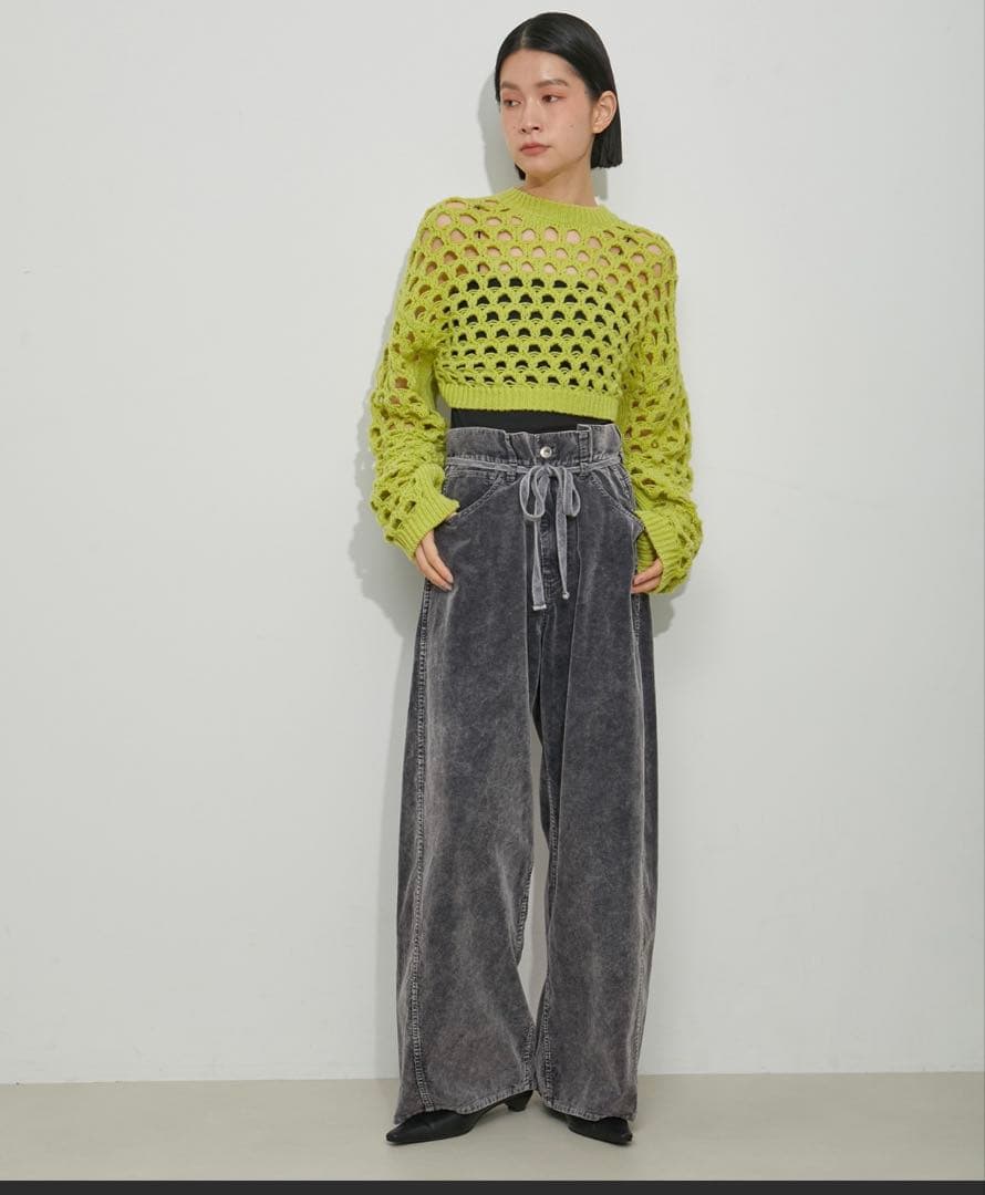 アダムエロペ　ガーメントダイコーデュロイパンツ チャコール　サイズ38