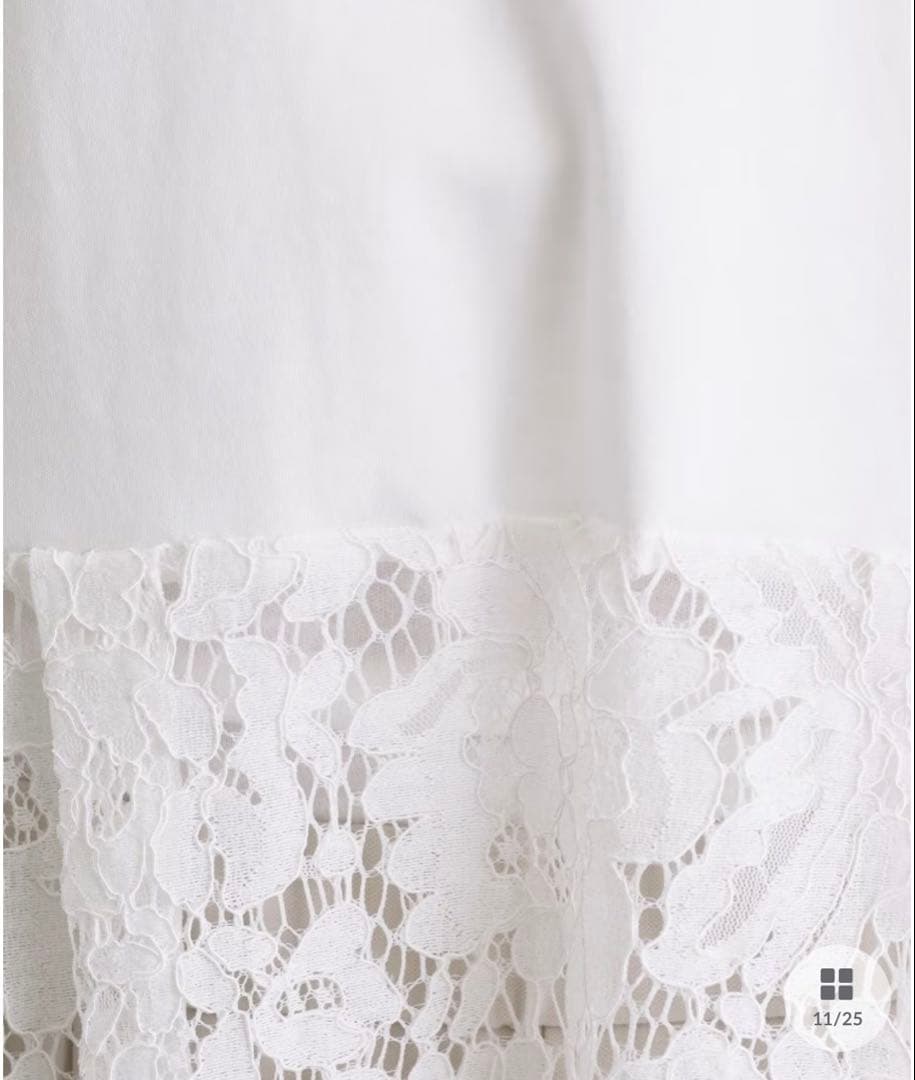 INDIVI【レイヤードにおすすめ】レース切り替えカットソー　38号白